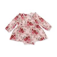 Sabrina Floral-Long Sleeve Ruffle Bodysuit Dress