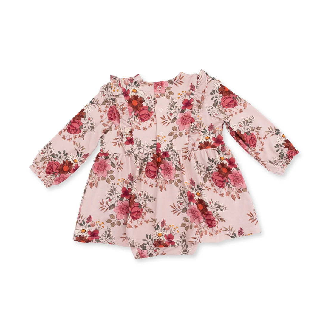 Sabrina Floral-Long Sleeve Ruffle Bodysuit Dress