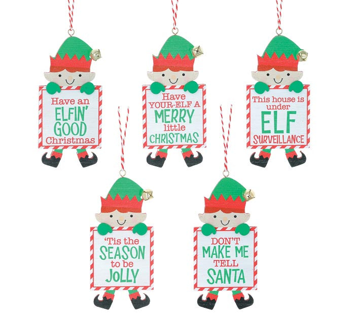 Elf Onaments With Assorted Messages