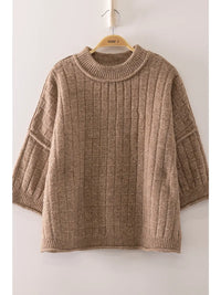 Cropped Length Ribbed Knit Sweater