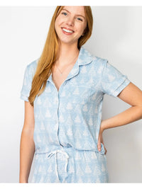 Winter Dreams Short Sleeve Button Up Sleep Shirt