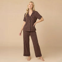 Aria Slim Notch Collar Capri PJ Set-Wild Espresso