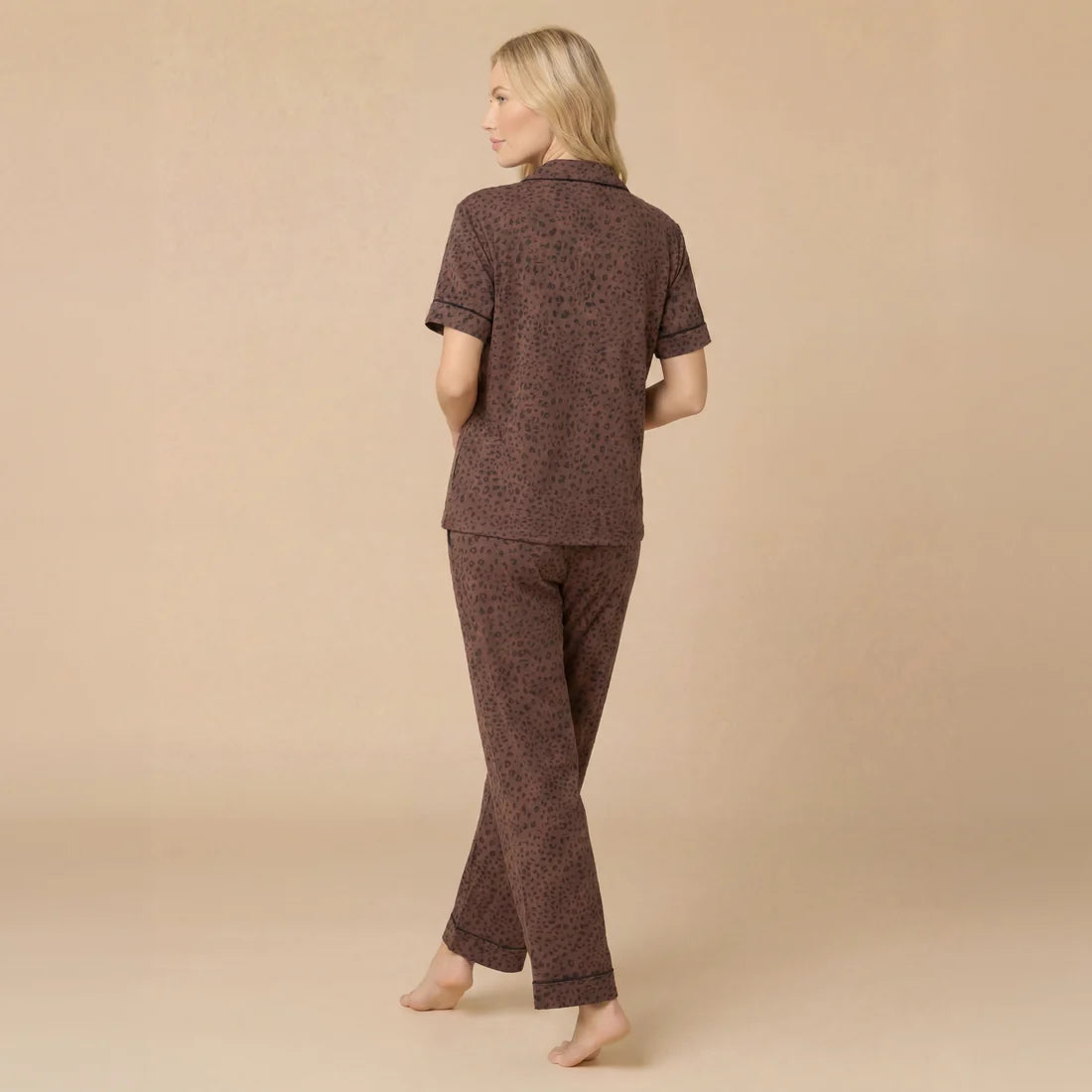Aria Slim Notch Collar Capri PJ Set-Wild Espresso