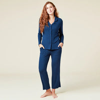 Aria- Slim Notch Collar PJ Set- Midnight