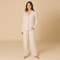 Aria- Slim Notch Collar PJ Set-Wild Almond