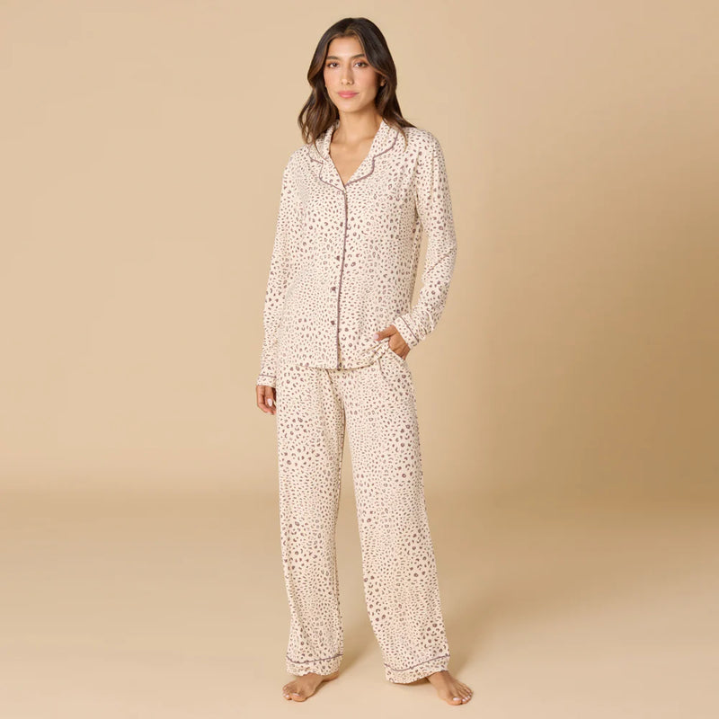 Aria- Slim Notch Collar PJ Set-Wild Almond