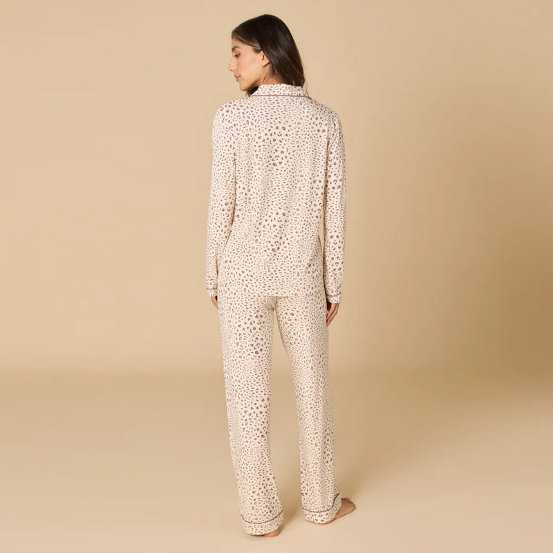 Aria- Slim Notch Collar PJ Set-Wild Almond