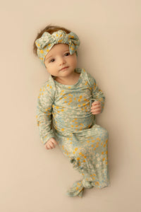 Knotted Infant Gown -Blue Meadow