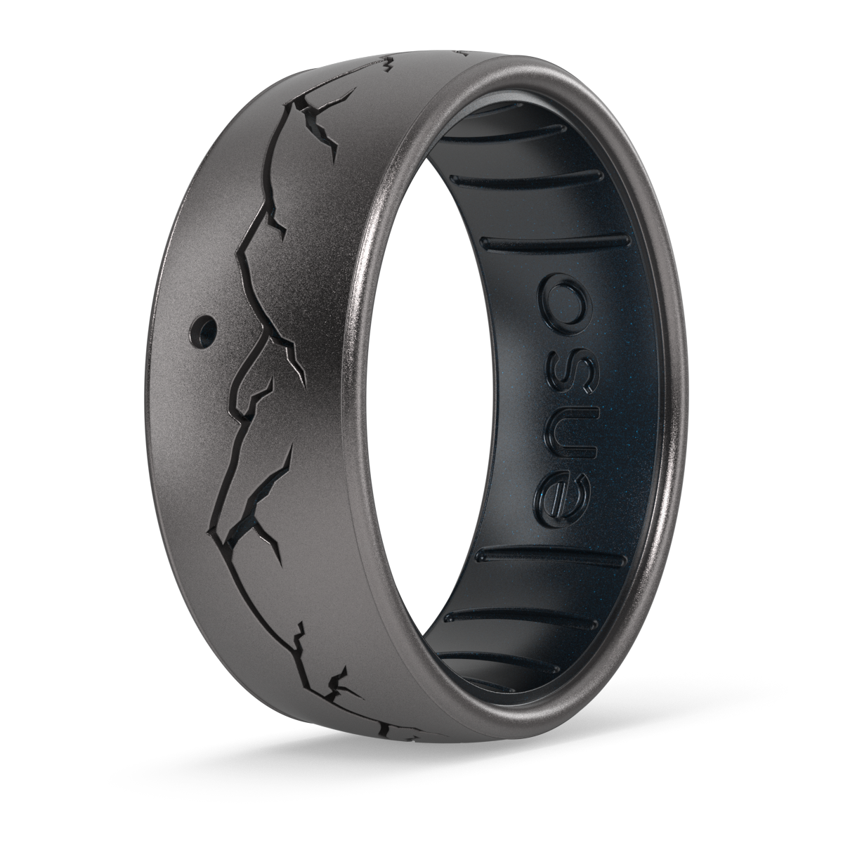Etched Raw Ring - Daybreak - Platinum/Black Pearl
