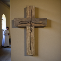 Faith Script Mango Wood Wall Cross – Natural Finish