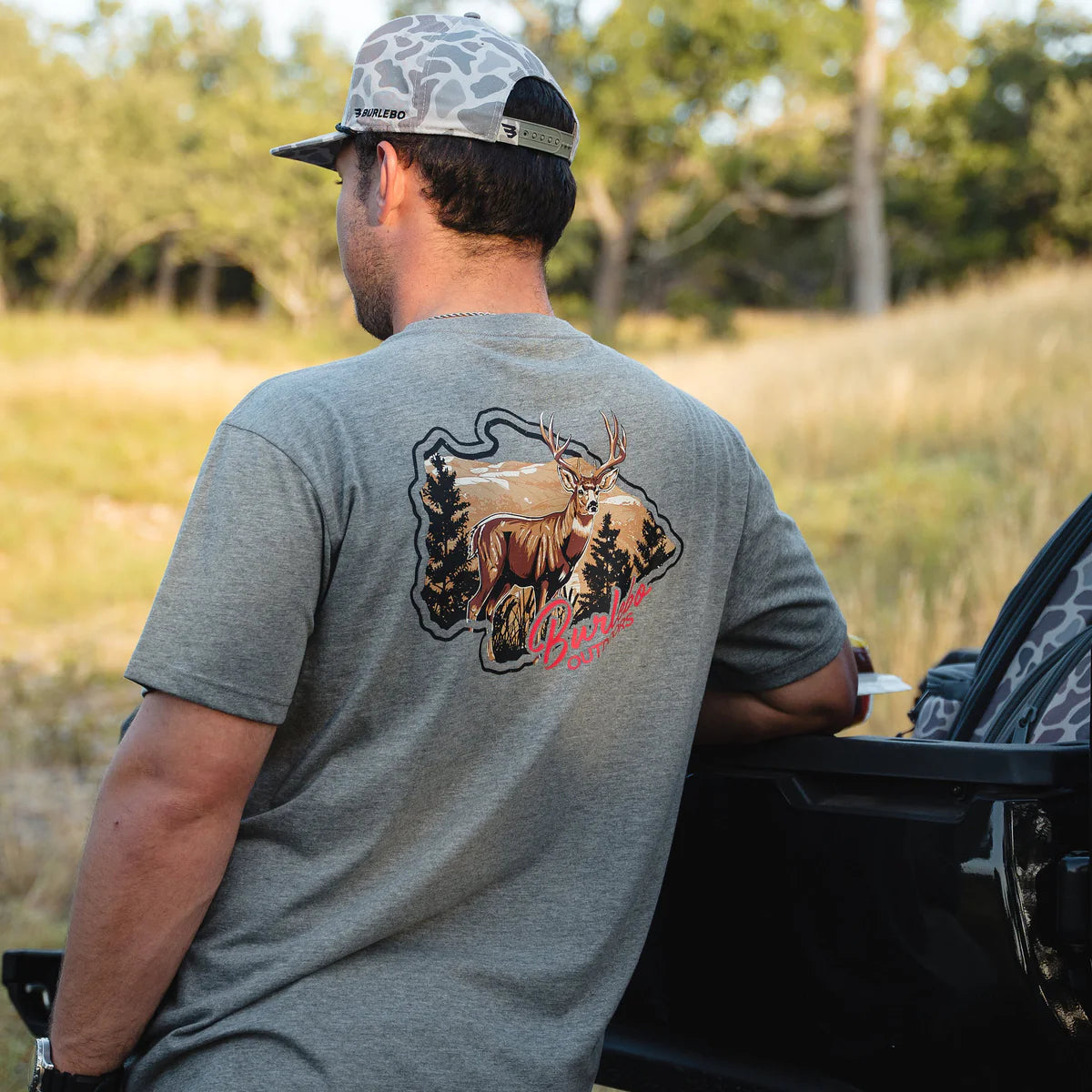 Adult Short Sleeve Tee-Hill Country Buck-Heather Grey