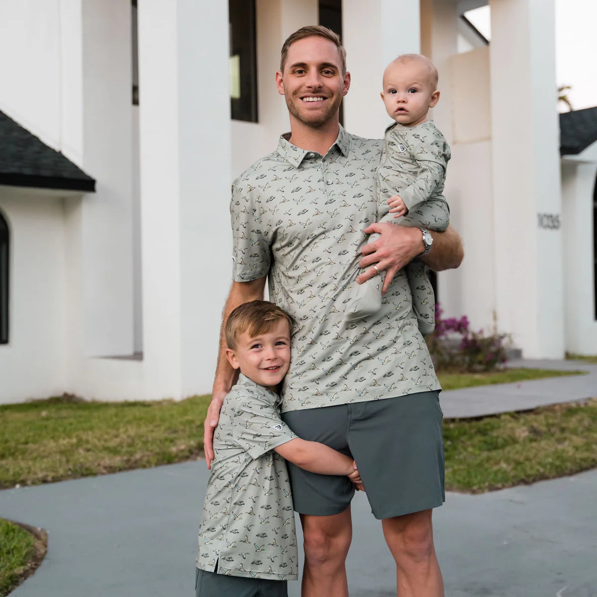 Youth Performance Polo-Flying Ducks-Green