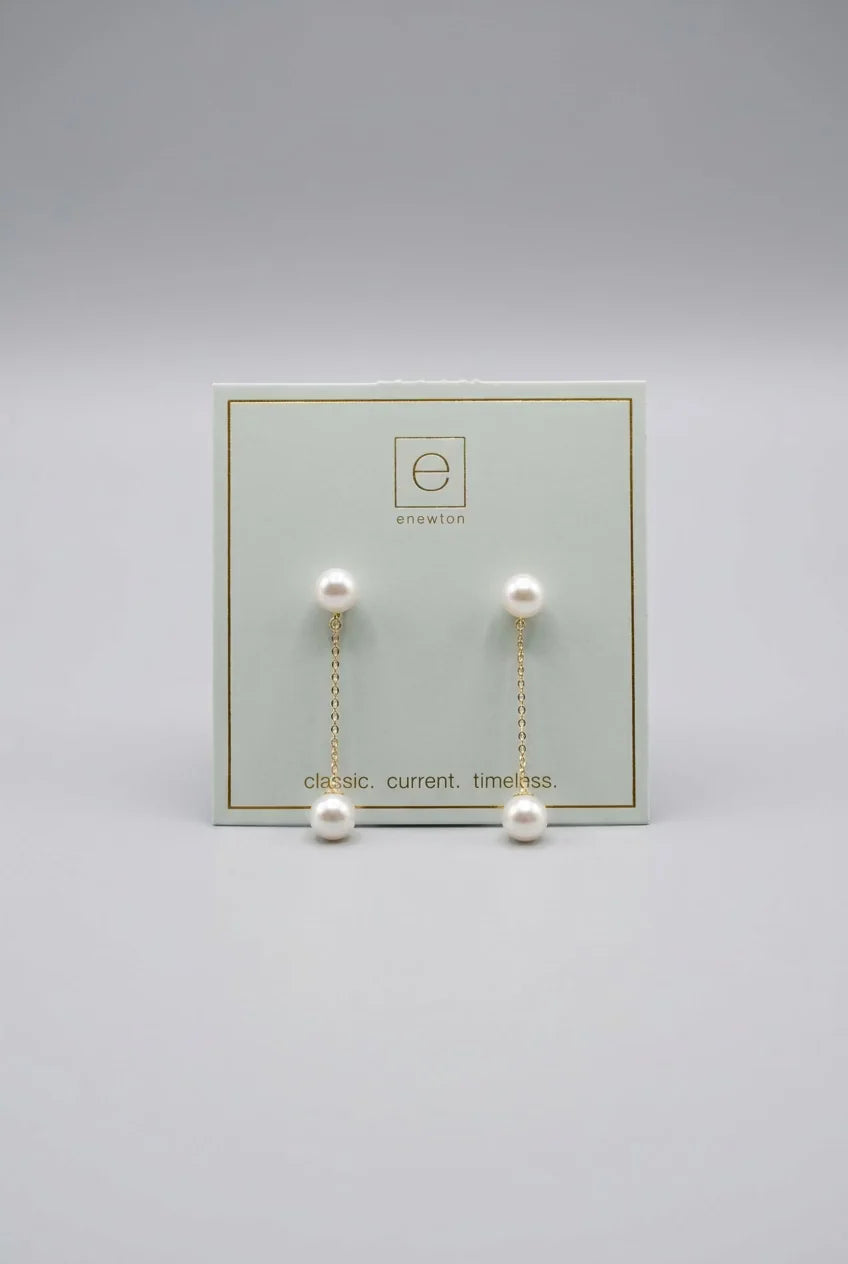 Simplicity Chain Gold Drop Earring- Pearl 6mm