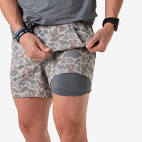 Athletic Short- Classic Deer Camo- Grey Liner-7" Inseam