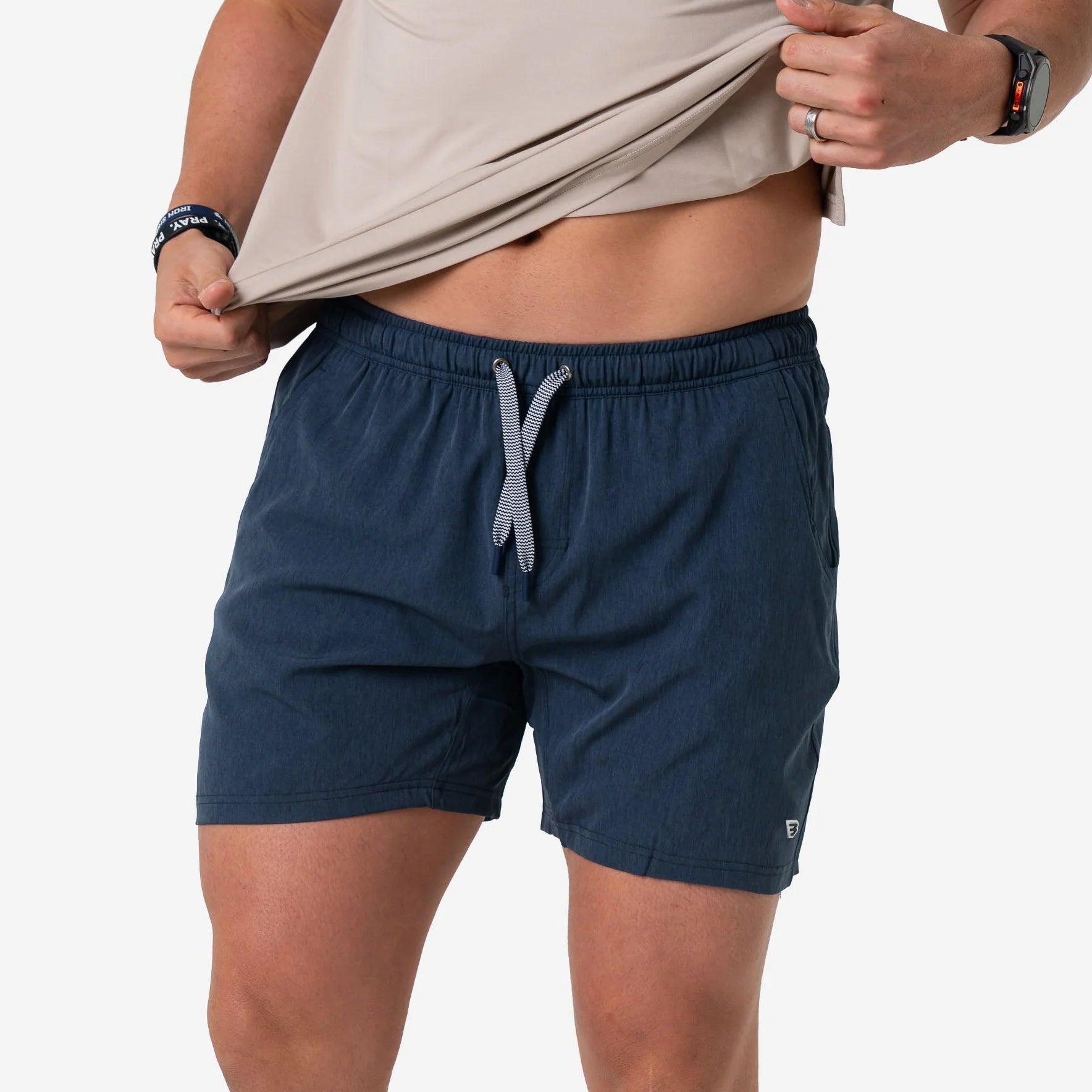 Athletic Short 7" - Heather Navy - American Flag Liner