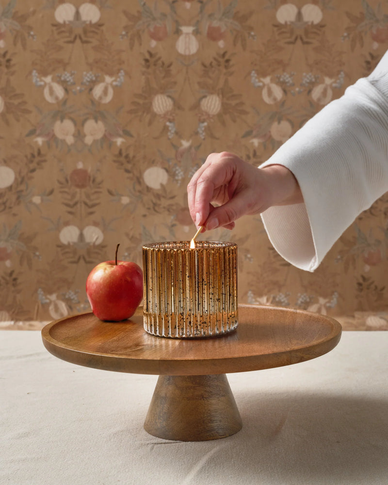 Cinnamon Cider -Plaid Ribbed Glass Candle