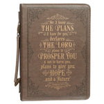 For I know the Plans Brown Faux Leather Classic Bible Cover - Jeremiah 29:11 -Large