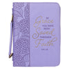 Saved by Grace Hydrangea Lavender Faux Leather Fashion Bible Cover - Ephesians 2:8