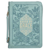 Saved by Grace Teal Faux Leather Fashion Bible Cover - Ephesians 2:8 -Large