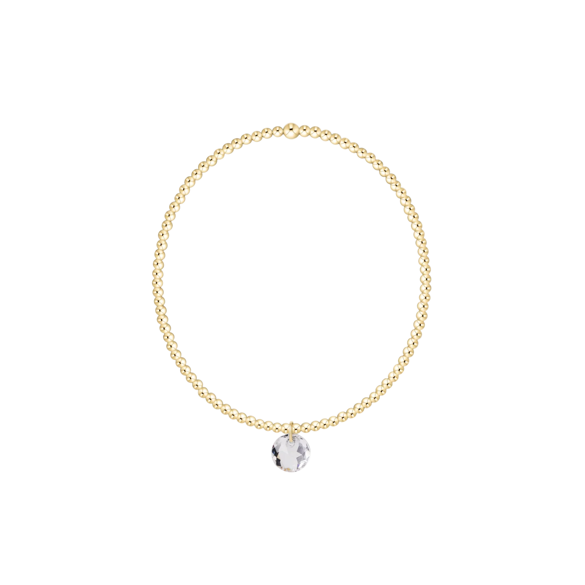 Gold necklace with a round pendant on a white background