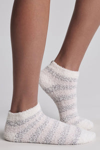 Cozy Chic Heathered Stripe Ankle Sock Set-Dove Gray Multi