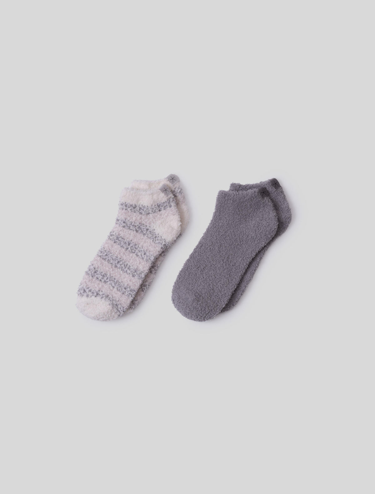 Cozy Chic Heathered Stripe Ankle Sock Set-Dove Gray Multi