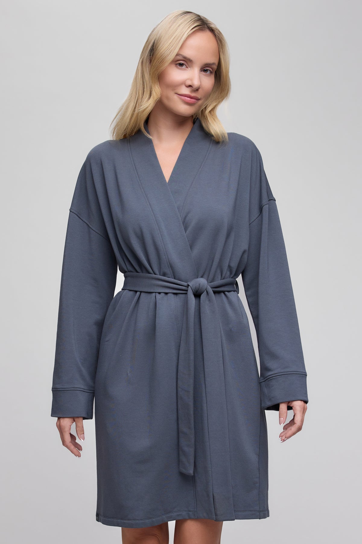 Brushed Luxe Lounge Robe - Slate Blue