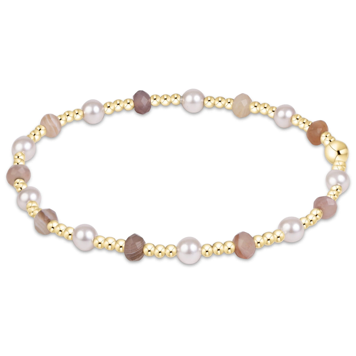 Extends Sincerity Gemstone & Pearl 4mm Bracelet - Botswana Agate