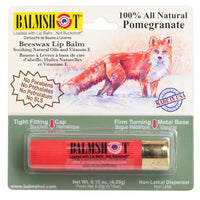 Balmshot lip balm packaging with a fox illustration on a white background