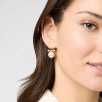 Bamboo Pearl Earrings-Gold