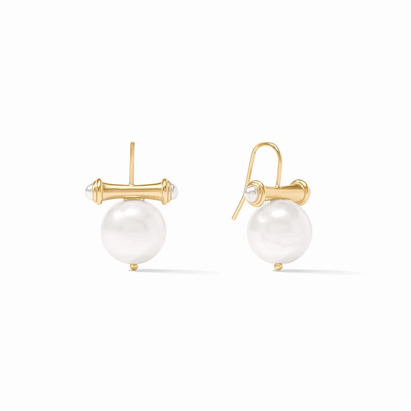 Bamboo Pearl Earrings-Gold