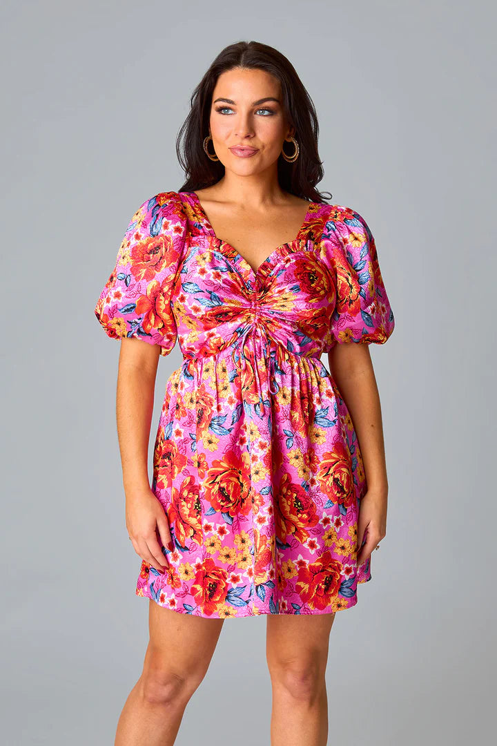 Hannah Elastic Waist Mini Dress- Daisy Days