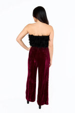 Sondra High-Waisted Velvet Pants-Cabernet