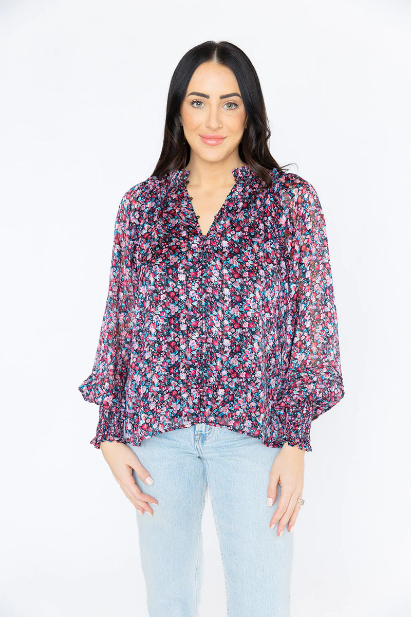 Haddie Long Sleeve Blouse- Passion Punch