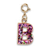 Gold Pink Glitter Initials Charm