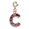 Gold Pink Glitter Initials Charm
