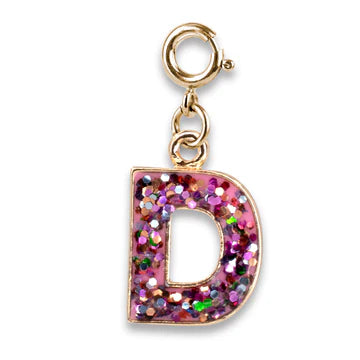 Gold Pink Glitter Initials Charm