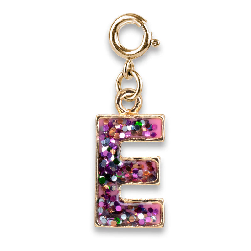 Gold Pink Glitter Initials Charm