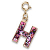 Gold Pink Glitter Initials Charm