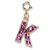 Gold Pink Glitter Initials Charm