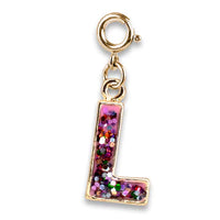 Gold Pink Glitter Initials Charm
