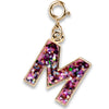 Gold Pink Glitter Initials Charm