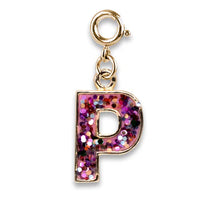 Gold Pink Glitter Initials Charm