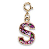 Gold Pink Glitter Initials Charm