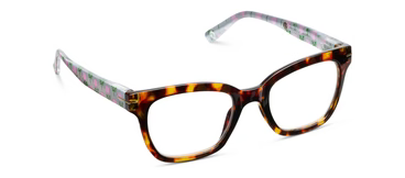 Buzzworthy-Tortoise/Marigold Ticking Stripe Pink Reading Glasses
