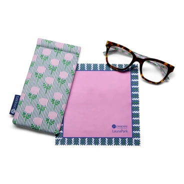 Buzzworthy-Tortoise/Marigold Ticking Stripe Pink Reading Glasses