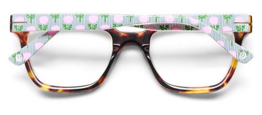 Buzzworthy-Tortoise/Marigold Ticking Stripe Pink Reading Glasses