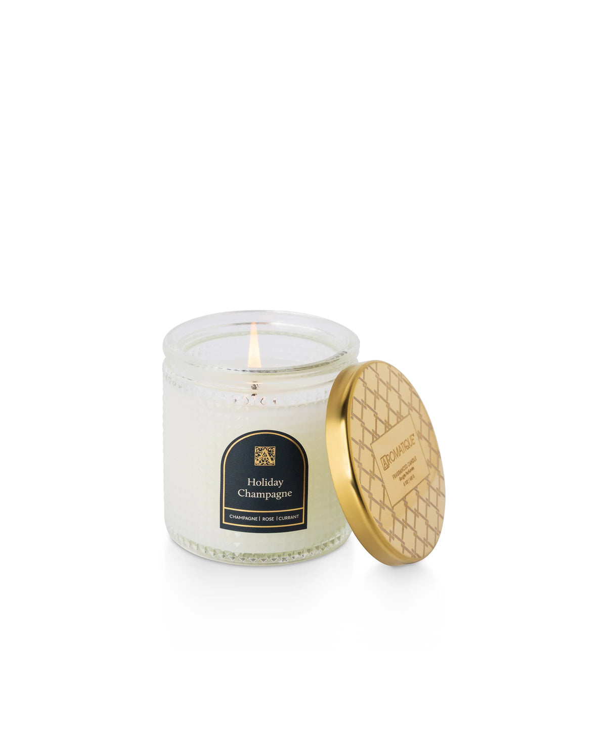 Holiday Champagne Textured Glass Candle - 6 oz