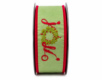 Embroidered Joy Wreath Taffeta Fused 4x5 yd