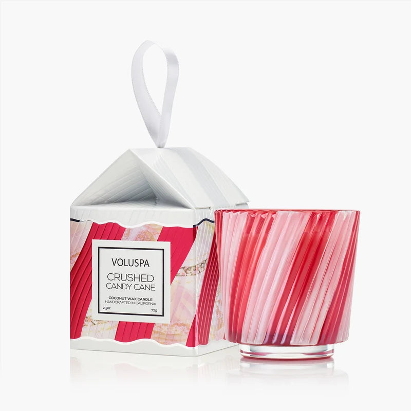 Crushed Candy Cane Ornament Pedestal Candle